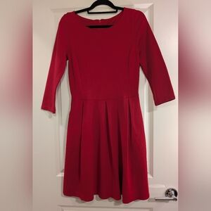 Banana Republic Red Ponte Fit & Flare Dress Size 8 Pockets